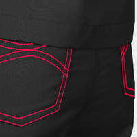 Limited Edition Christmas Scrub Pants | Black with Red, Metallic Green and Pink Striped Tie