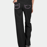 Limited Edition Shelby Scrub Top | Black with Lilac Stitching