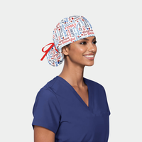 Red White & Bloom Ponytail Scrub Hat