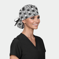 Ebony Blossoms Ponytail Women's Scrub Hat