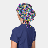 floral bouffant scrub hat