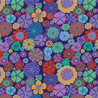 Colorful floral pattern on a purple background