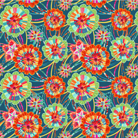 Colorful floral pattern on a dark blue background