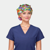 Prismatic Foliage- Poppy Bouffant Scrub Hats