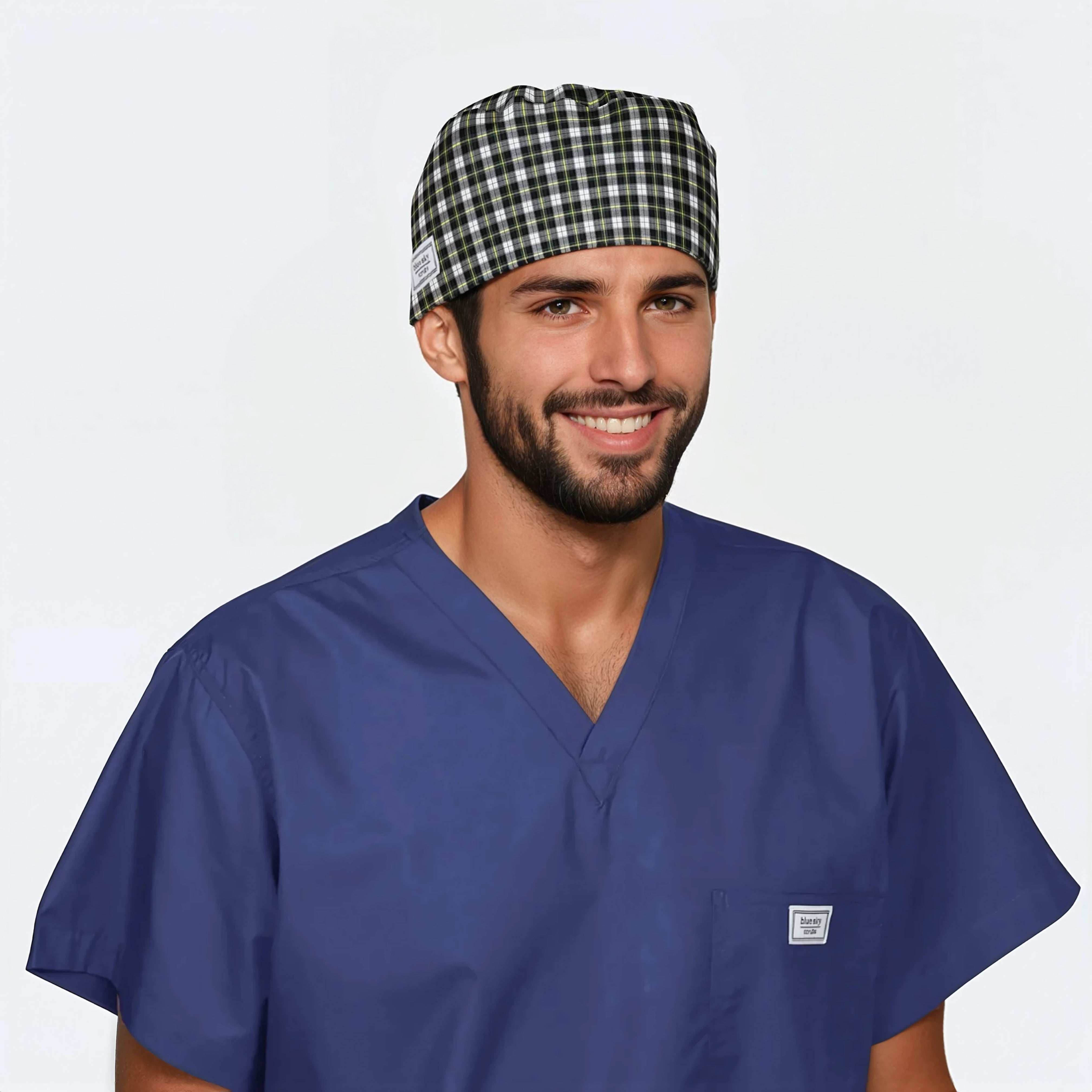 Reddington Plaid - Men's Scrub Cap - Blue Sky Scrubs