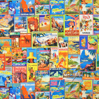 Wanderlust Collage - Poppy Bouffant Surgical Caps