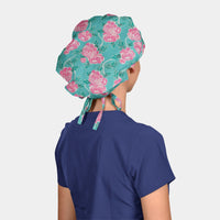 English Rose Garden- Poppy Bouffant Scrub Caps