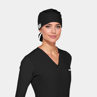 Black - Solid Splendid Ponytail Scrub Hats