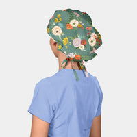 Floral Reverie Poppy Bouffant Scrub Hat