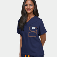 Limited Edition Shelby Scrub Top | Navy with Amber Stitching