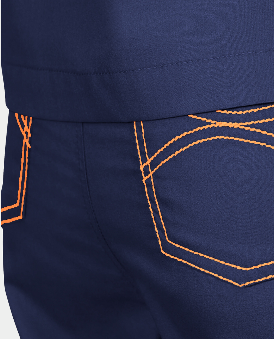 Limited Edition Shelby Scrub Top | Navy with Amber Stitching
