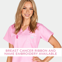 Limited Edition Breast Cancer Awareness Scrub Top | Pink Sorbet with White Stitching