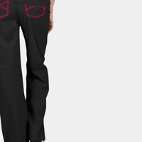 Limited Edition Shelby Christmas Scrub Top | Black with Merry Red Stitching