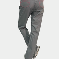 Limited Edition Shelby Scrub Pants - Grey with Pink Stitching and Pink Striped Tie with a Citrus Twist