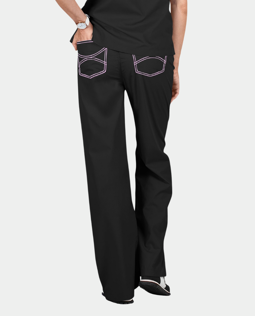 Limited Edition Shelby Scrub Top | Black with Lilac Stitching