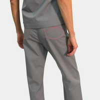 Limited Edition Shelby Scrub Pants - Grey with Pink Stitching and Pink Striped Tie with a Citrus Twist