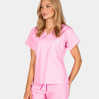 Limited Edition Breast Cancer Awareness Scrub Pants | Pink with Magenta, Pink and White Striped Tie