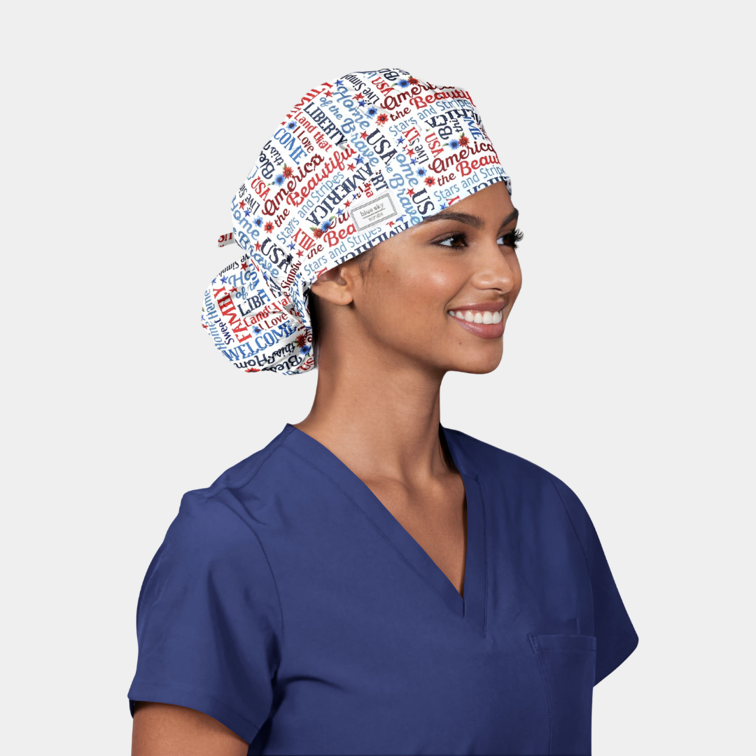 Red White & Bloom Poppy Bouffant Scrub Hat