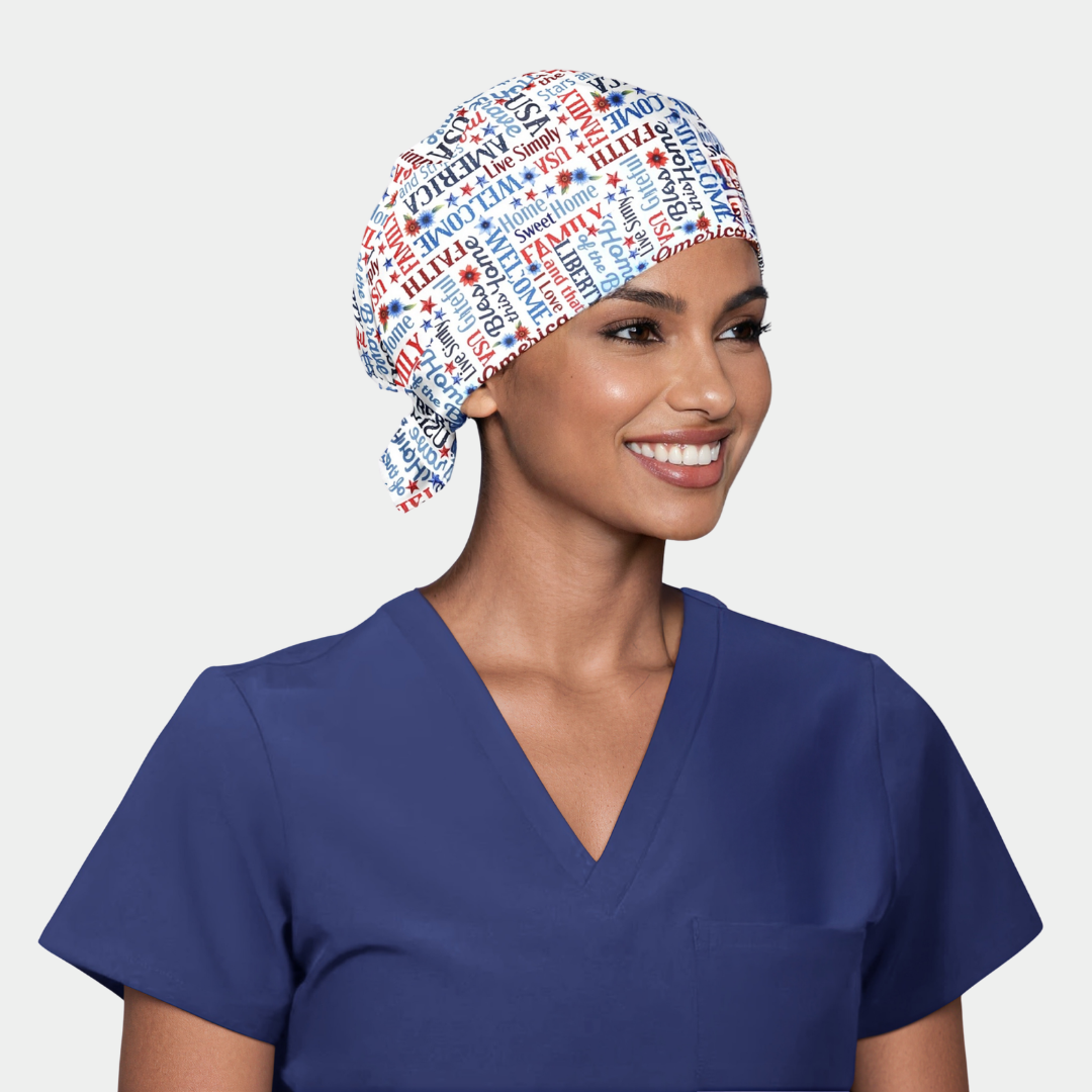 Red White & Bloom Pixie Scrub Hat