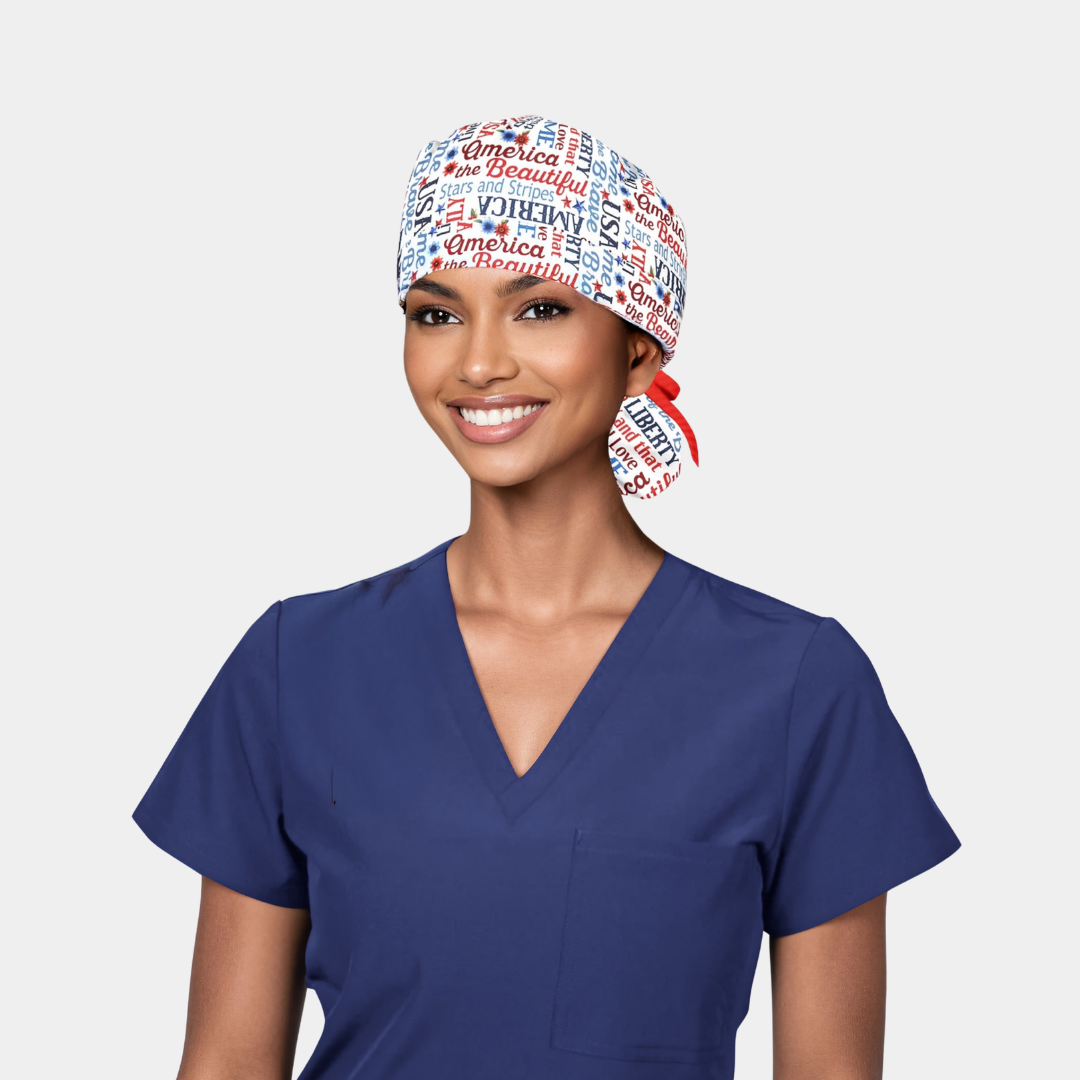 Red White & Bloom Splendid Scrub Hat