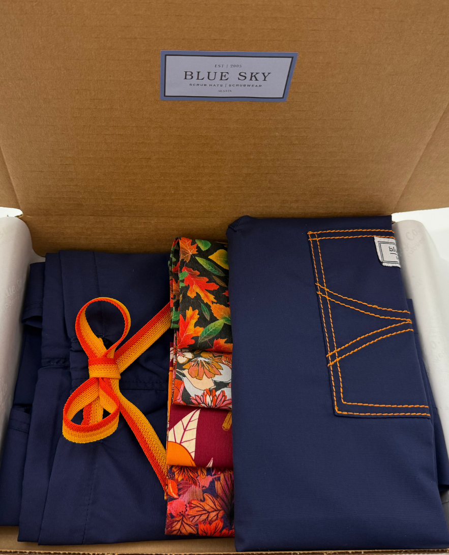 Limited Edition Shelby Scrub Top | Navy with Amber Stitching