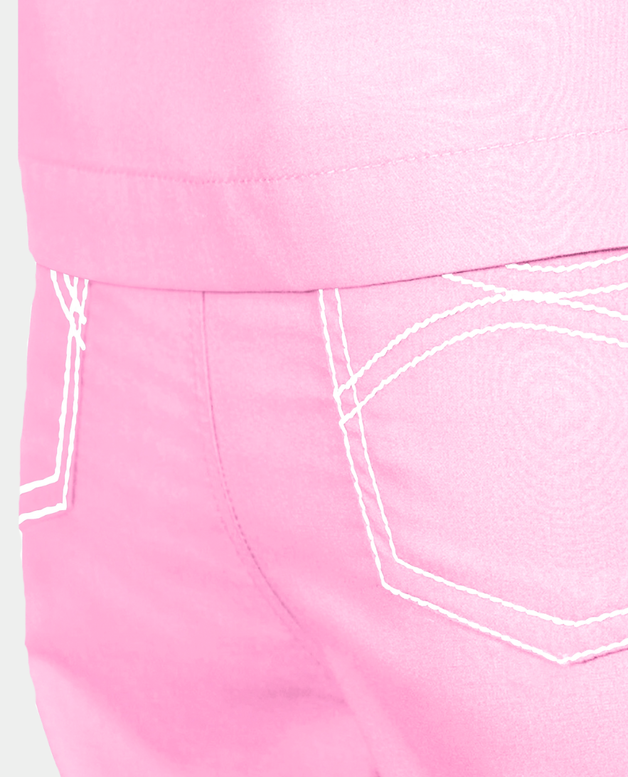 Limited Edition Breast Cancer Awareness Scrub Pants | Pink with Magenta, Pink and White Striped Tie