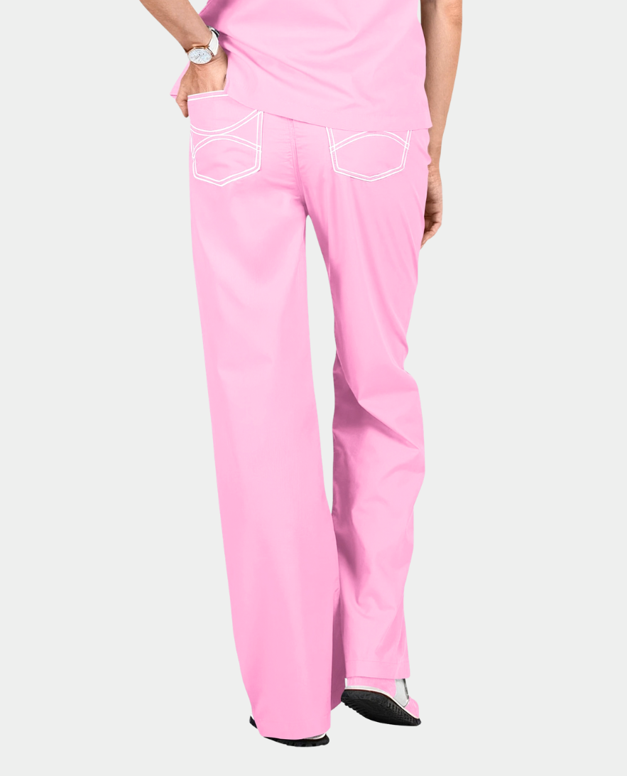 Limited Edition Breast Cancer Awareness Scrub Pants | Pink with Magenta, Pink and White Striped Tie