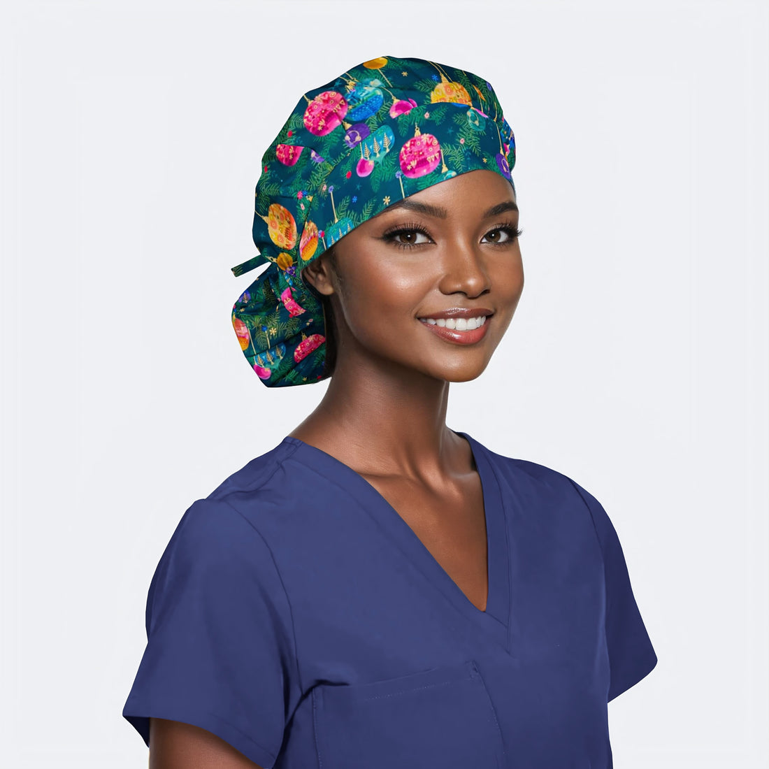 Bauble Bliss - Poppy Bouffant Scrub Cap