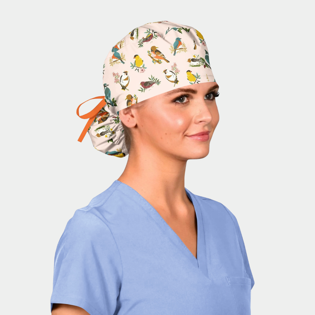 Bloom & Chirp Ponytail Scrub Cap