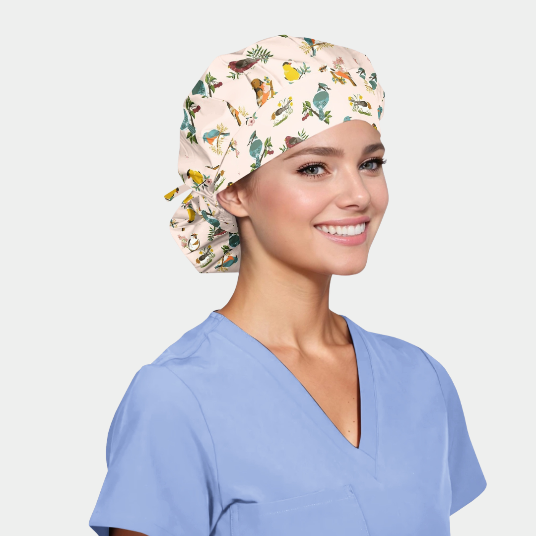 Bloom & Chirp Poppy Bouffant Scrub Cap
