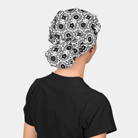 Ebony Blossoms Bouffant Poppy Women's Scrub Hat