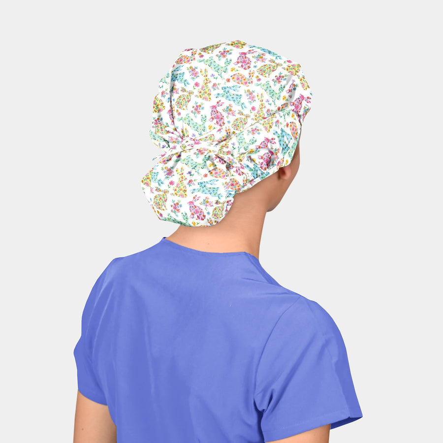 Blossoming Hoppers - Poppy Bouffant Surgical Scrub Cap