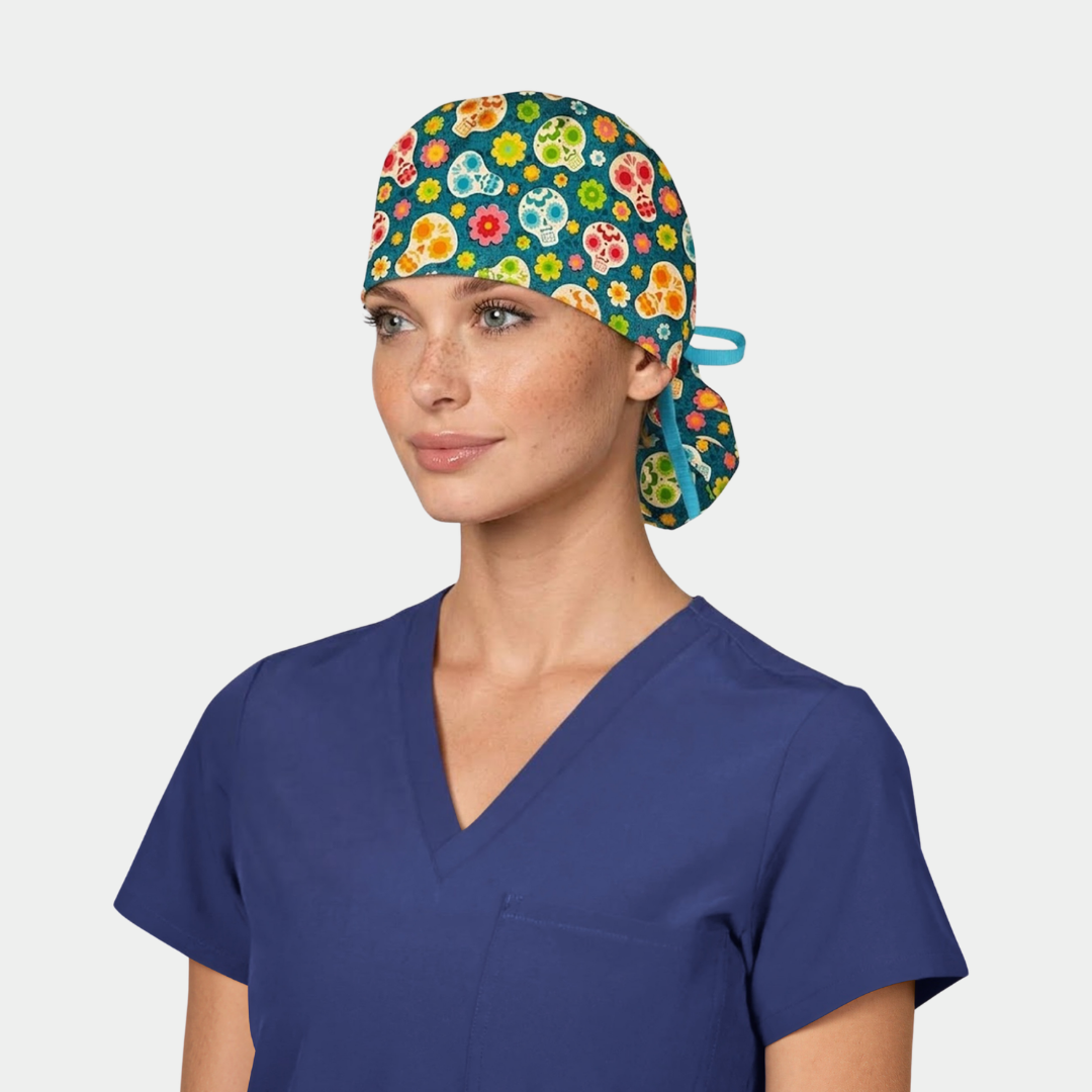 Día de Muertos Ponytail Scrub Hat