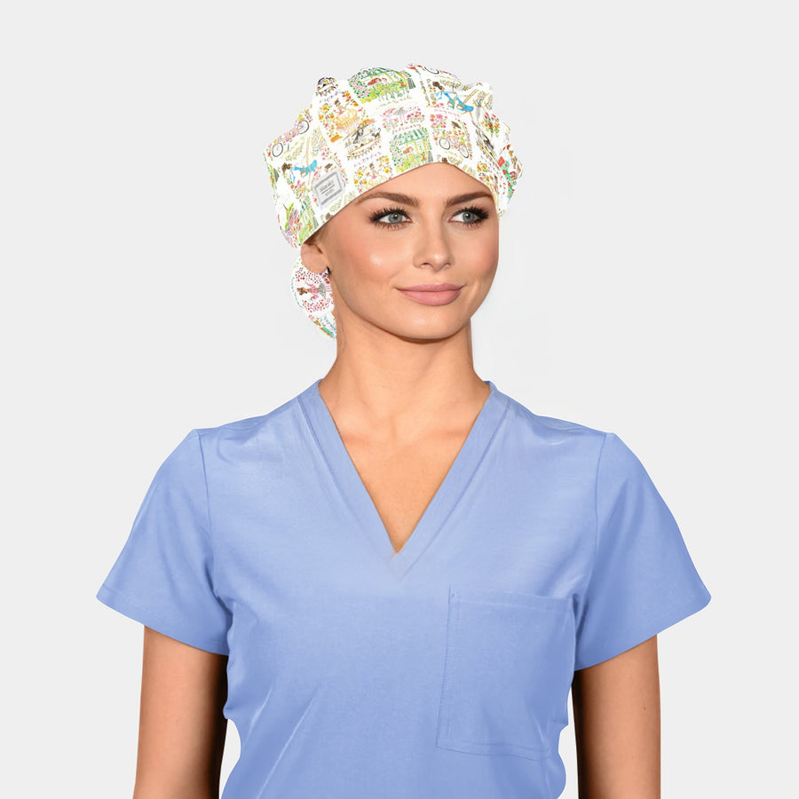 Social Calendar - Poppy Bouffant Scrub Caps