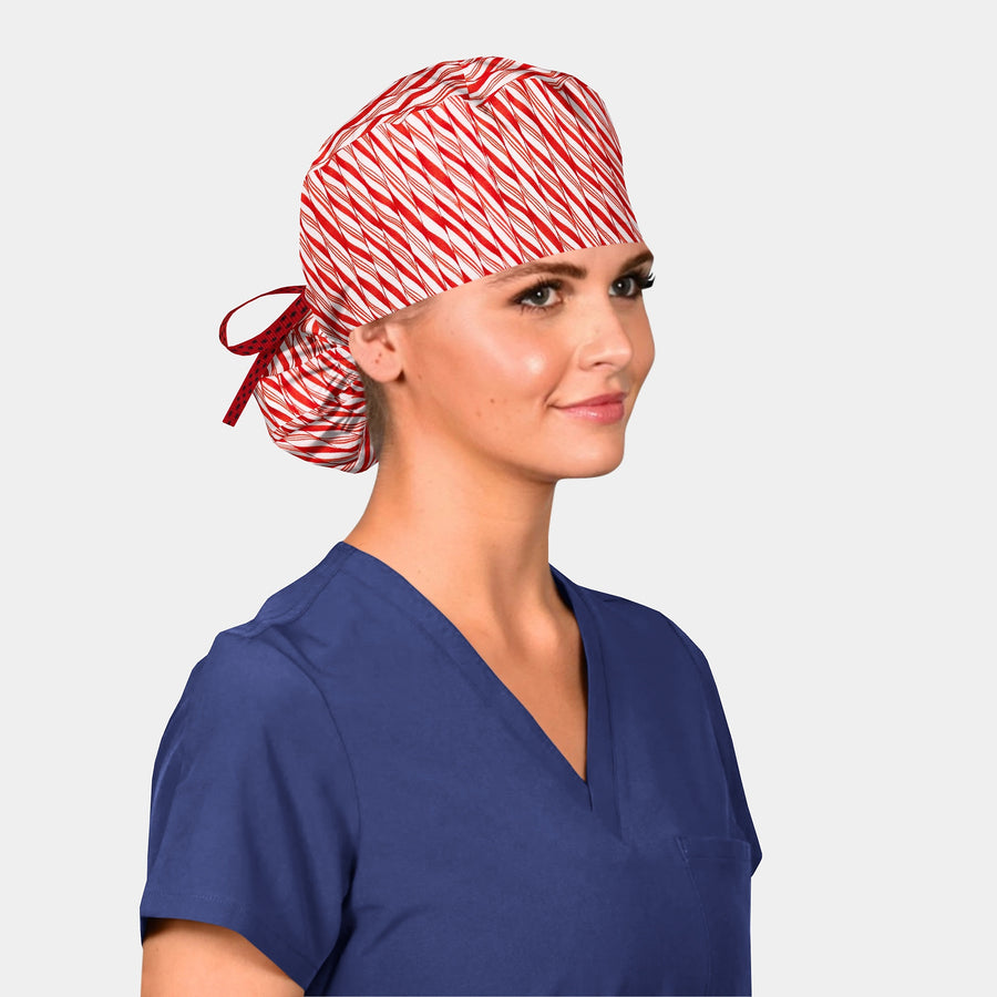 Candy Cane - Pony Scrub Caps