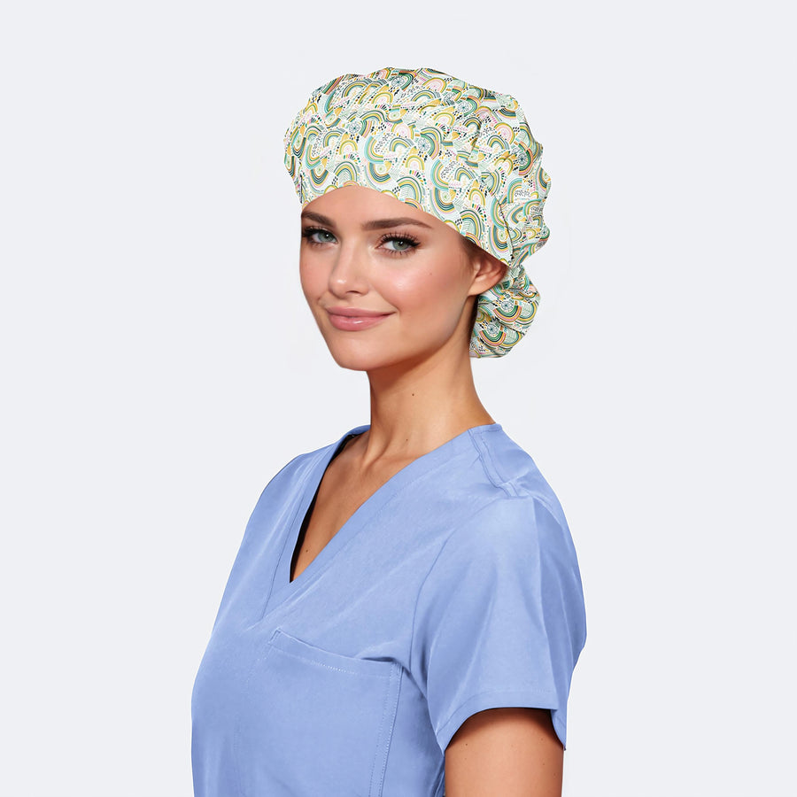 Color Cascade - Poppy Bouffant Scrub Caps