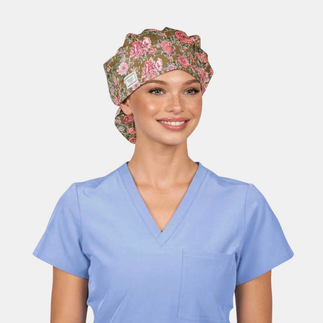 Dusty Rose Garden - Poppy Bouffant Scrub Cap