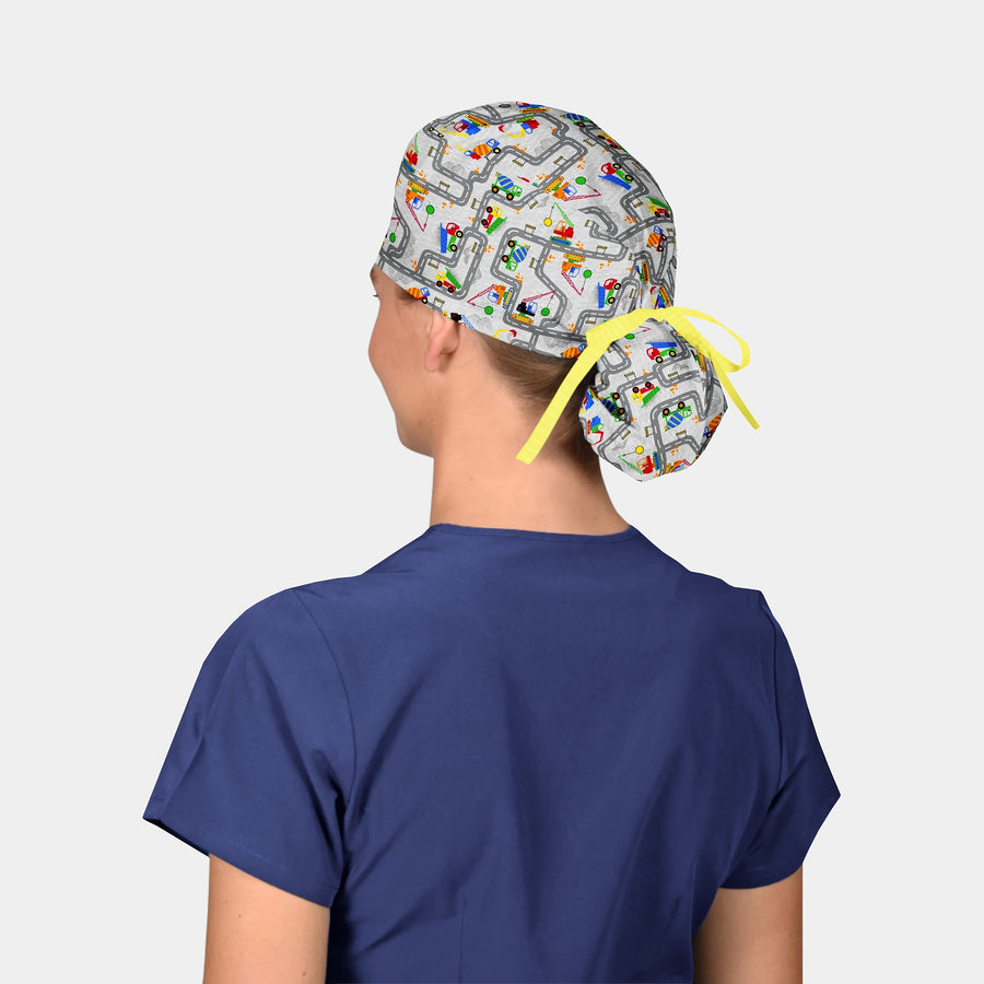 Construction Zone - Pony Scrub Caps