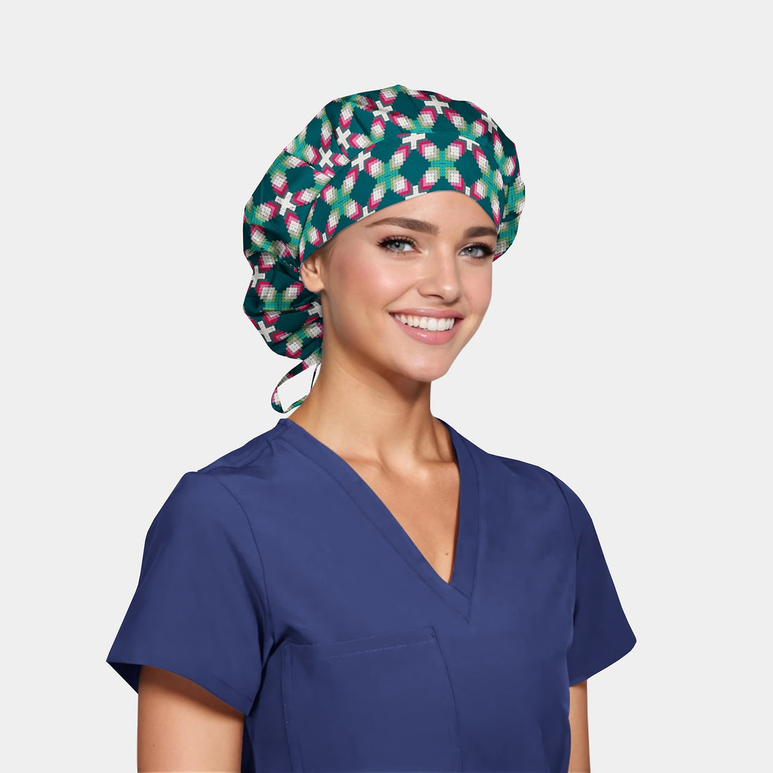 Criss-Cross Charm - Poppy Bouffant Surgical Caps