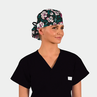 Blackfield Blooms - Ponytail Surgical Scrub Cap