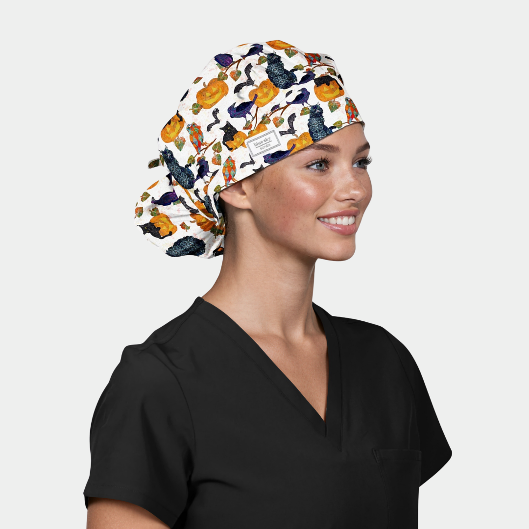 Autumn After Dark Poppy Bouffant Scrub Hat