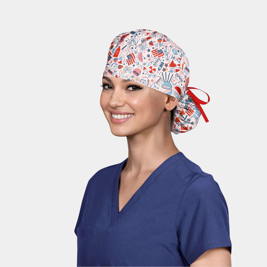 Star-Spangled Summer Ponytail Women’s Scrub Hat