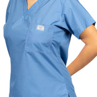 Limited Edition Shelby Scrub Tops - Calypso Blue with Light Blue Stitching