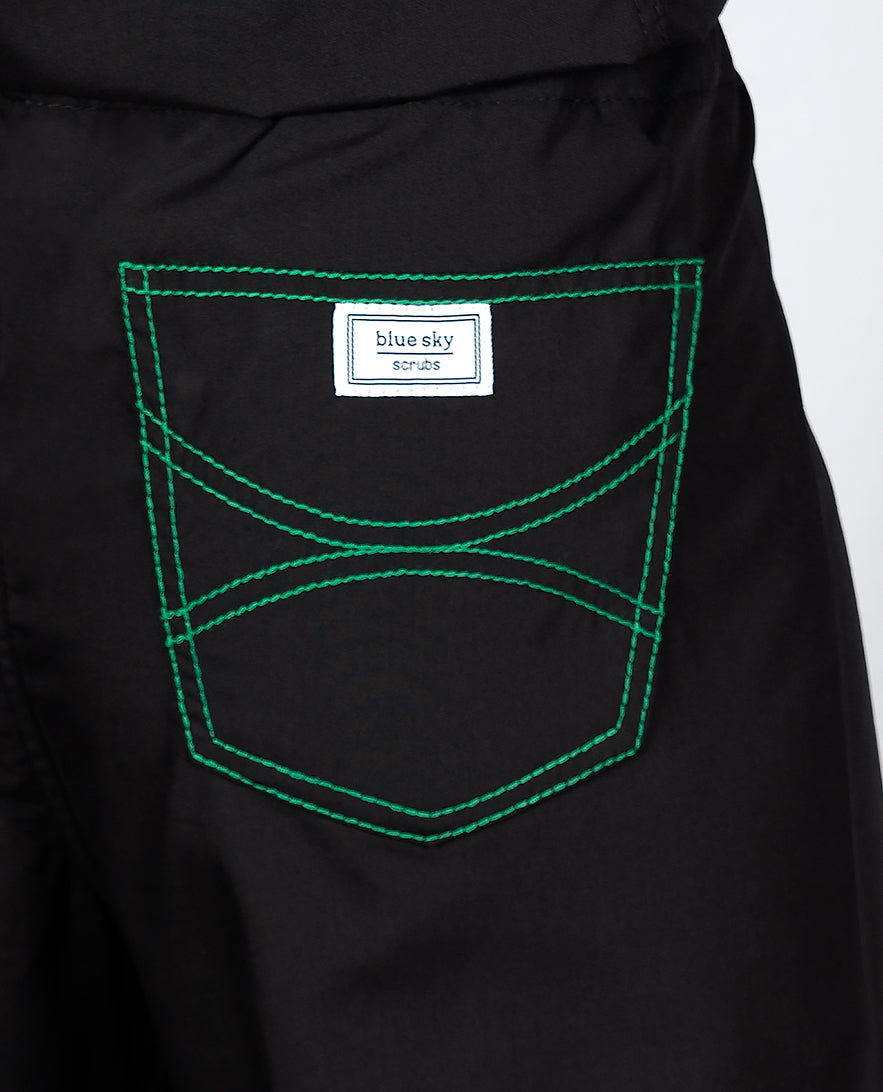 Limited Edition Shelby Scrub Tops - Black With Emerald Green Stitching