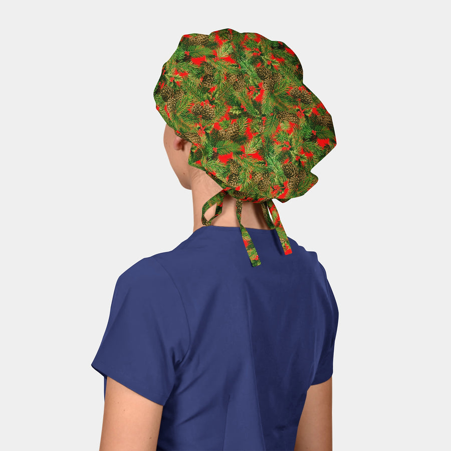 Festive Firs - Poppy Bouffant Scrub Hats