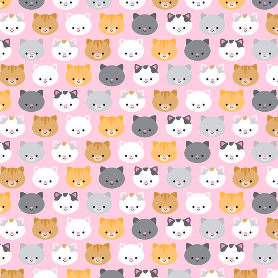 scrub cap fabric that is pink with cats on it