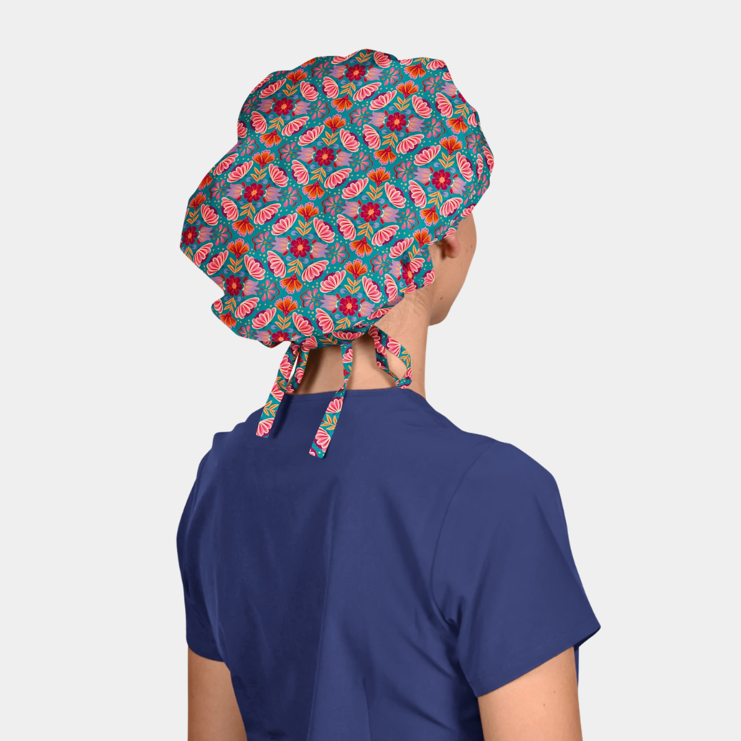 Petal Folklore Poppy Bouffant Scrub Cap