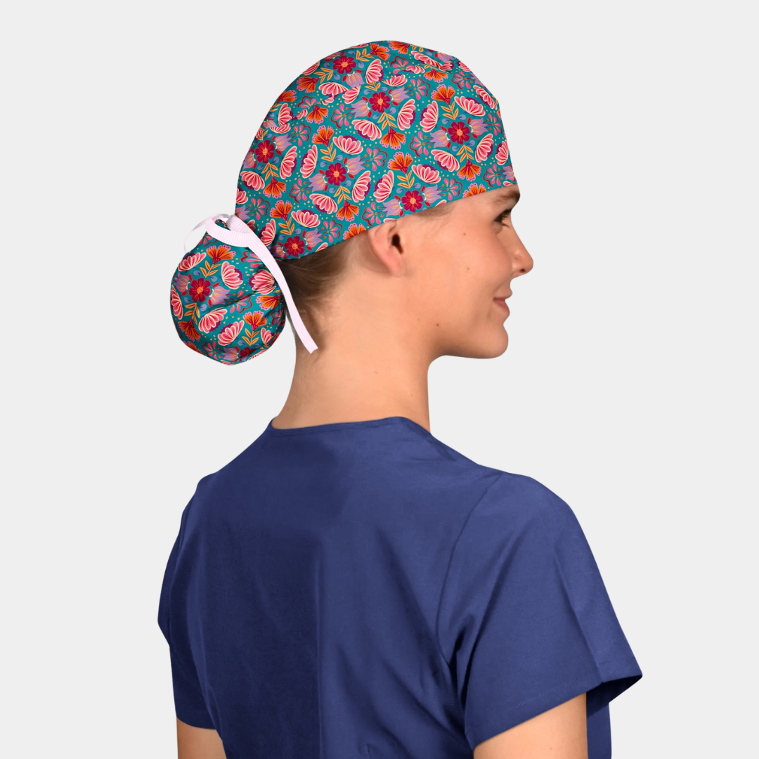 Petal Folklore Ponytail Scrub Cap