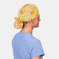 Peachy Blossom Garden Ponytail Women's Surgical Scrub Hat