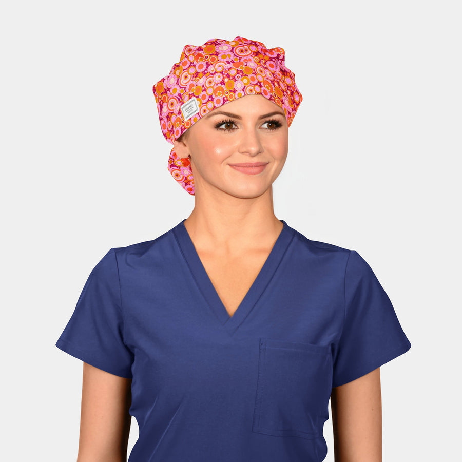 Flower Power Flashback - Poppy Bouffant Surgical Scrub Hats